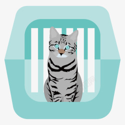 笼子里的小花猫手绘卡通笼子里的小花猫高清图片