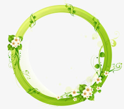 绿色圆圈上的花朵素材