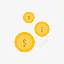 三枚圆形黄色钱币矢量图素材