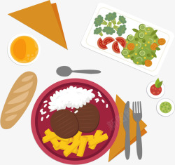 卡通蔬菜沙拉合理膳食健康午餐矢量图高清图片