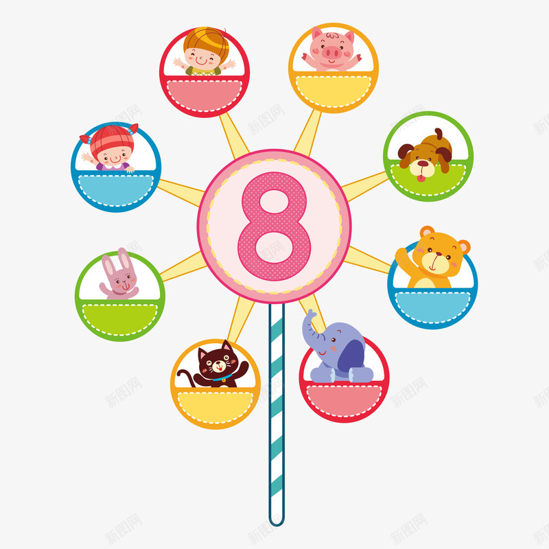卡通风格游乐场摩天轮矢量图ai免抠素材_88icon https://88icon.com 儿童节 免抠 卡通风格 插画 摩天轮 游乐场 矢量图