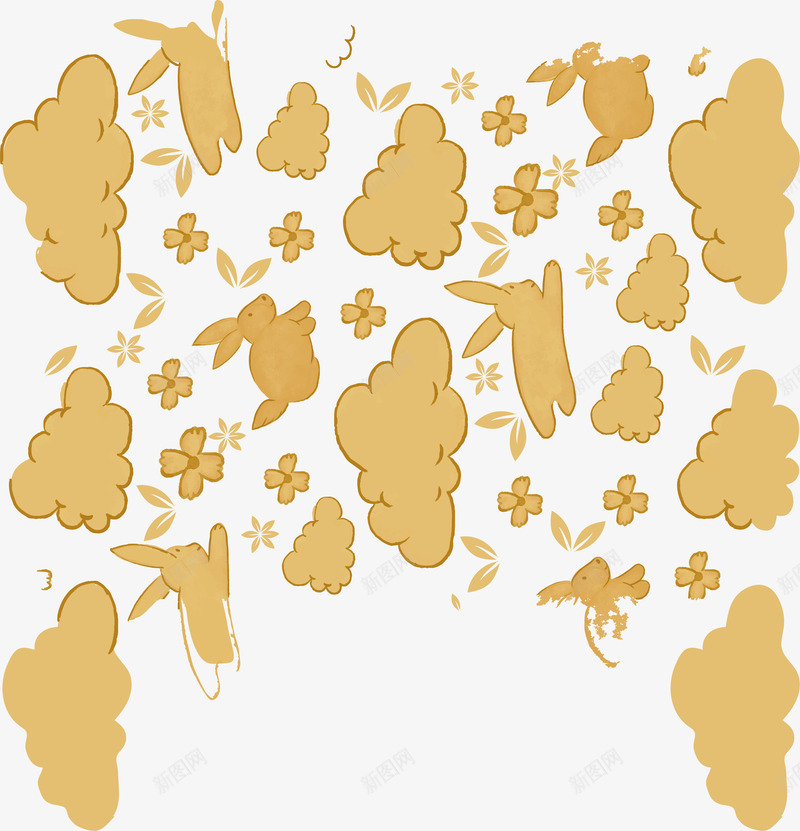 手绘玉兔云朵花纹矢量图ai免抠素材_88icon https://88icon.com 中秋 中秋节 中秋花纹 云朵 手绘玉兔 矢量png 矢量图