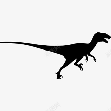 扁平化恐龙侧视图恐爪龙的恐龙轮廓侧面图标图标