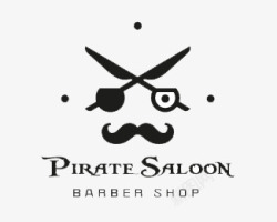 剪刀胡子黑白创意理发店图标元素高清图片