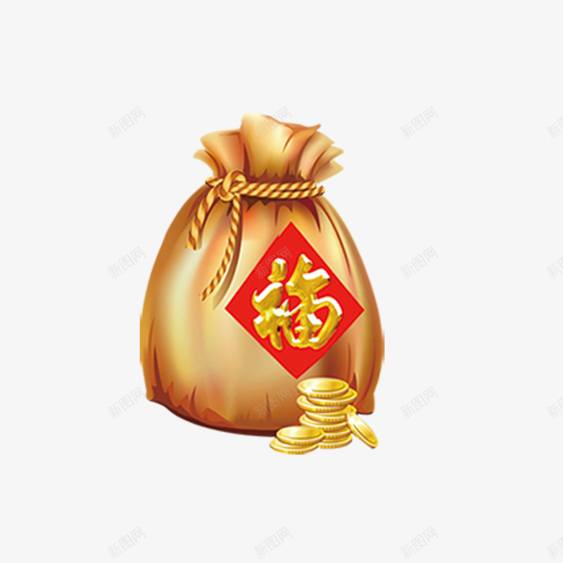 福袋钱袋png免抠素材_88icon https://88icon.com 福袋 金色 钱币 钱袋