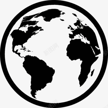 装饰光圈简约风格黑白地球图案图标图标