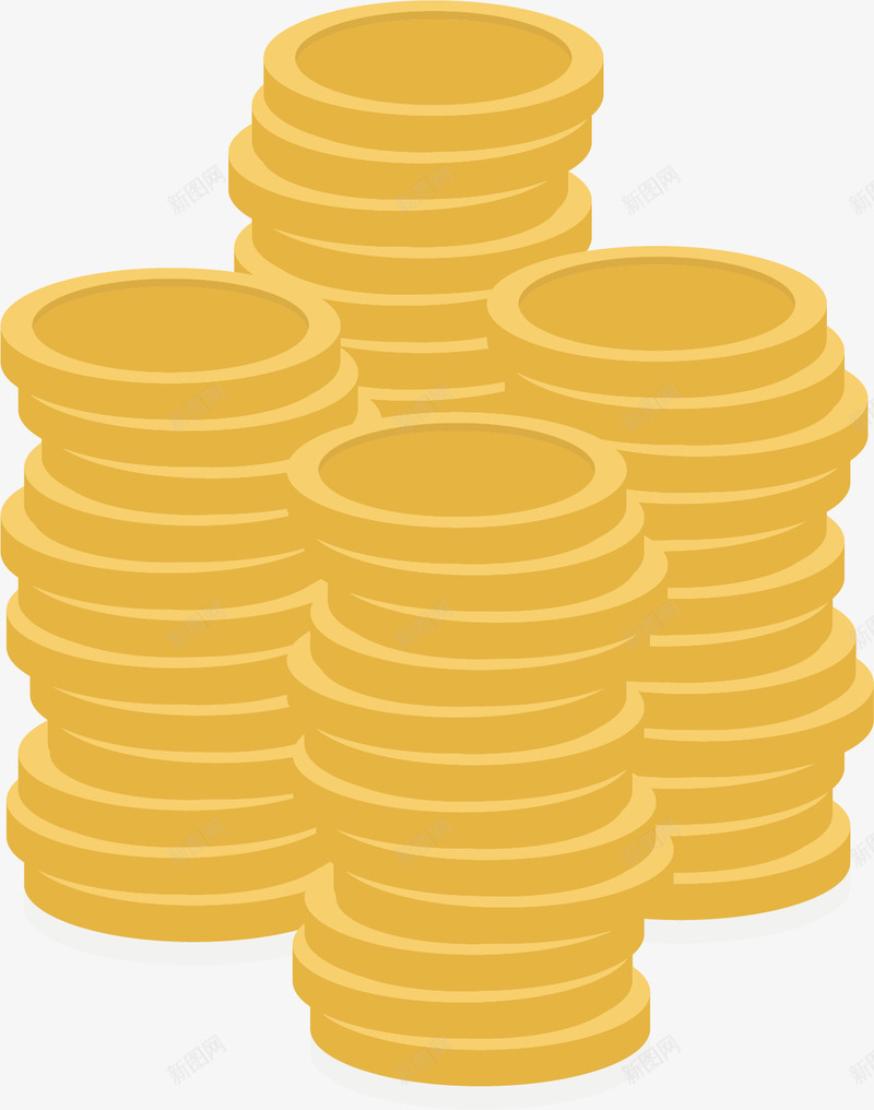 堆积的金币矢量图ai免抠素材_88icon https://88icon.com 价值 圆形 硬币 金币 金色 钞票 钱币 矢量图