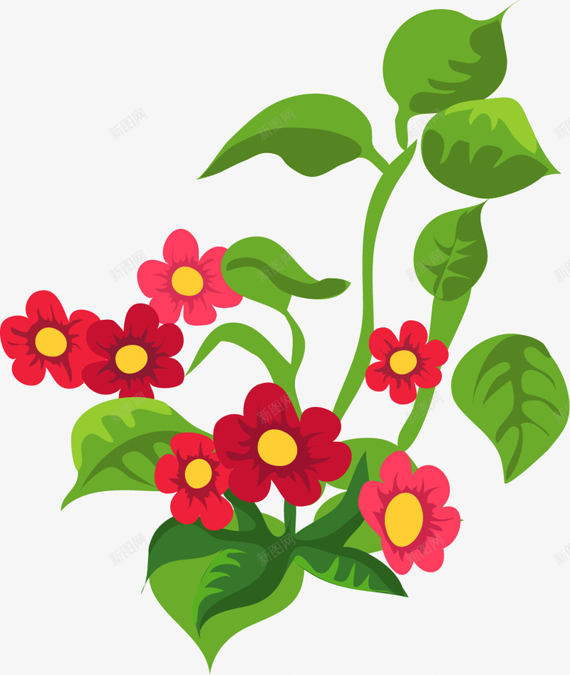 卡通植物装饰图案png免抠素材_88icon https://88icon.com 丛林花朵 免抠PNG 手绘 手绘鲜花 植物 红花 花朵