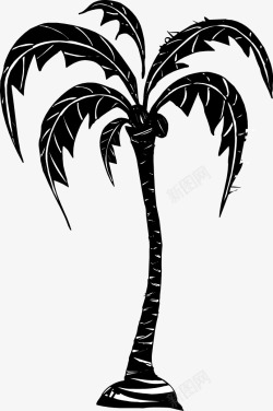 椰子免扣素材2卡通手绘黑白椰子树2高清图片