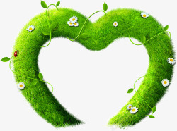 绿色植物爱心形状素材