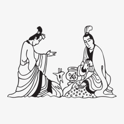 古代黑白简笔画酒旗古代商朝黑白剪裁高清图片