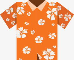 橘色衬衫橘色花衬衫夏威夷矢量图高清图片