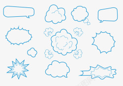 手绘云朵对话框元素矢量图素材