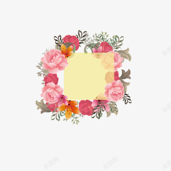 粉色花朵花环png免抠素材_88icon https://88icon.com 圆形 植物 水彩花朵 粉色花朵 花卉