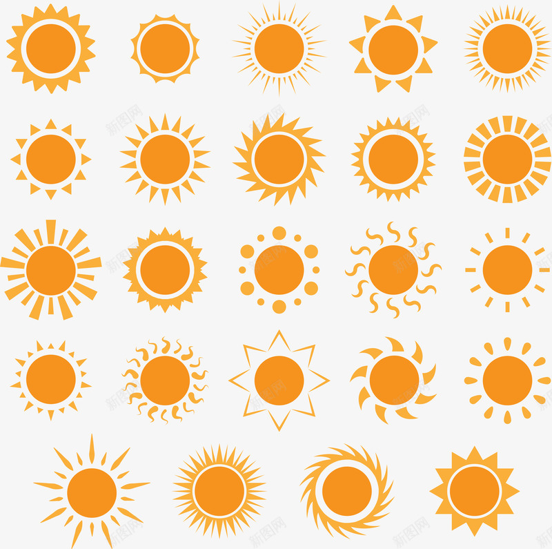 二十四种橘黄色太阳png免抠素材_88icon https://88icon.com 卡通形状 太阳 平面图案 橘黄色 装饰图案