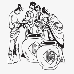 古代黑白简笔画酒旗古代商朝黑白剪裁高清图片