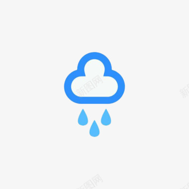 雨水手绘蓝色雨天图标图标