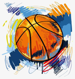 彩绘篮球涂鸦手绘插画素材