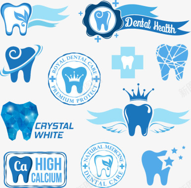 英文标签牙齿健康标签标志矢量图图标图标