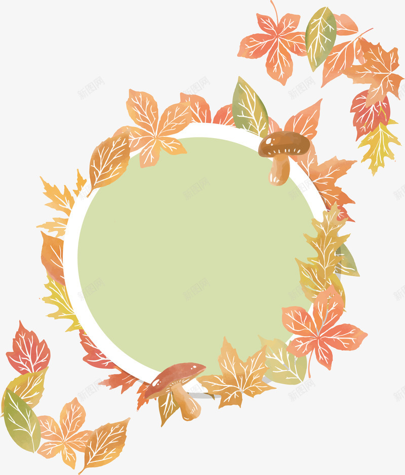 圆形枫叶装饰框png免抠素材_88icon https://88icon.com 圆形相框 枫叶 枫叶标题框 枫叶边框 矢量png 蘑菇