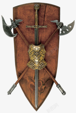 欧美复古斧头和盾牌素材