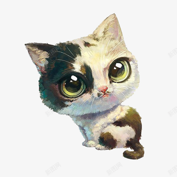 卡通猫咪png免抠素材_88icon https://88icon.com 卡通 可爱 大眼睛 彩色 手绘 水彩 猫咪 装饰 黑白