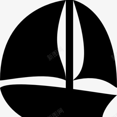 帆船的黑色剪影图标图标