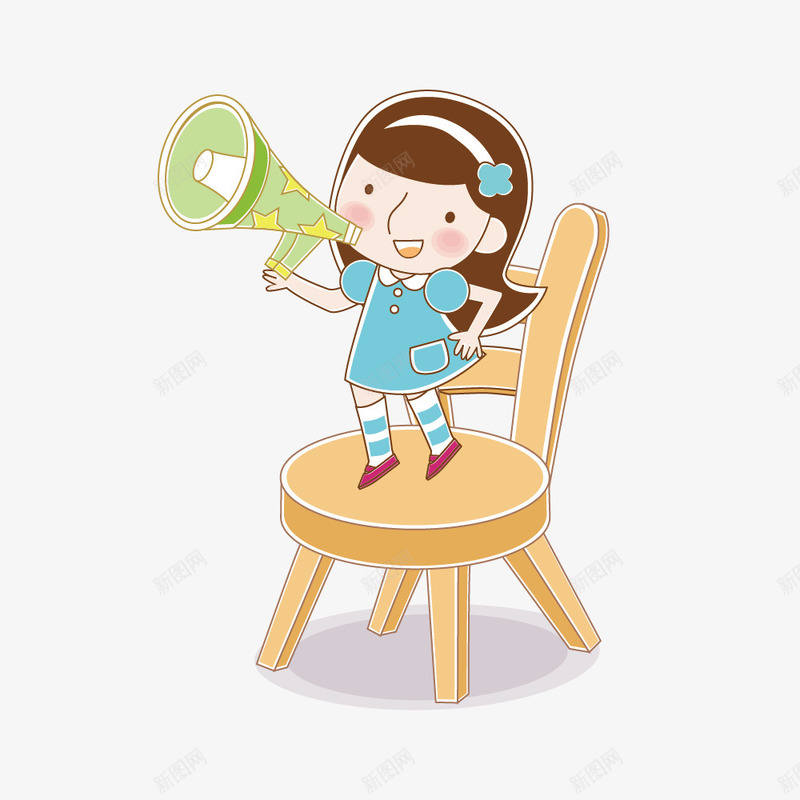 站在椅子上拿着喇叭的人物png免抠素材_88icon https://88icon.com 人物设计 儿童节 卡通 号外号外 喇叭 喊话筒 小女孩 通知