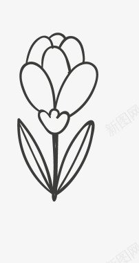 透明花朵素材卡通简约黑白插画小清新花朵图标图标