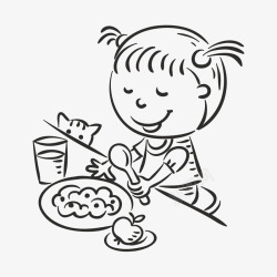 儿童吃饭规划卡通儿童手绘高清图片