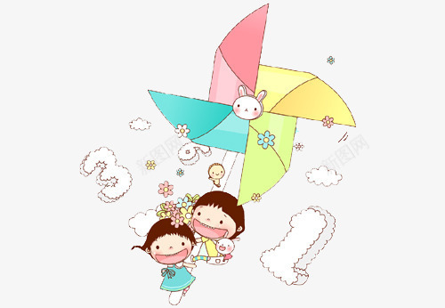 儿童教学插画png免抠素材_88icon https://88icon.com 云朵 卡通 数字 绘画 风筝 风车