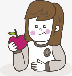 吃苹果的小女孩素材