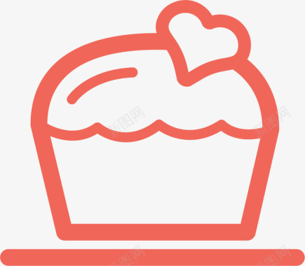 红色卡通冰淇淋蛋糕形状图标图标