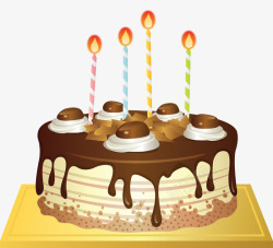 点满蜡烛的生日蛋糕素材