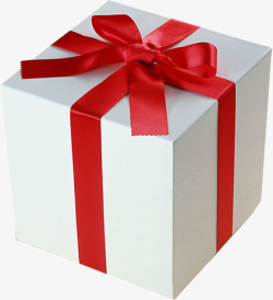 白色正方形的礼物盒红色丝带素材