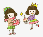 两个小女孩png免抠素材_88icon https://88icon.com 两个拿礼物的小女孩 友谊素材 闺蜜素材