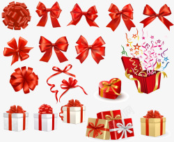 红色蝴蝶结礼物盒素材