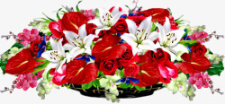红色花朵花盆素材