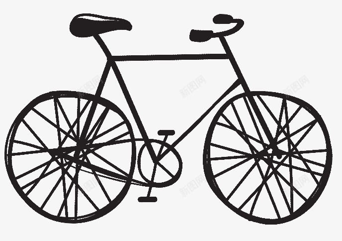 手绘黑白老款单车自行车png免抠素材_88icon https://88icon.com 二八式样 填色练习 手绘 老款单车 自行车 黑白