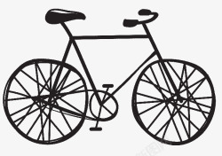 手绘黑白老款单车自行车素材