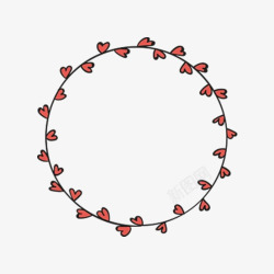 红色爱心圆环装饰素材