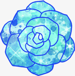 蓝色手绘星光创意花朵素材