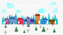 彩色房子小镇的圣诞节矢量图素材
