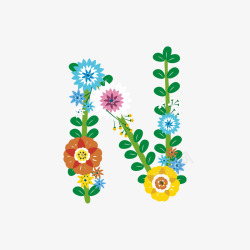 花环字母N素材