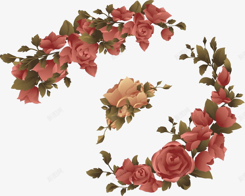 淡粉红色的花环png免抠素材_88icon https://88icon.com 粉红色 花环