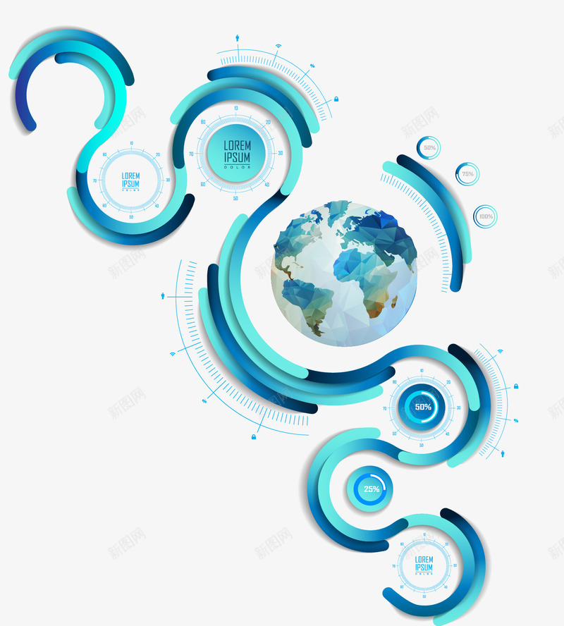 商务圆形数据分布png免抠素材_88icon https://88icon.com png 标注形状 矢量素材 科技 金融