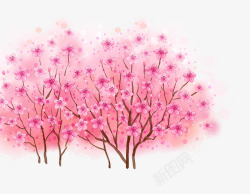 粉红色鲜花树叶少女装饰素材