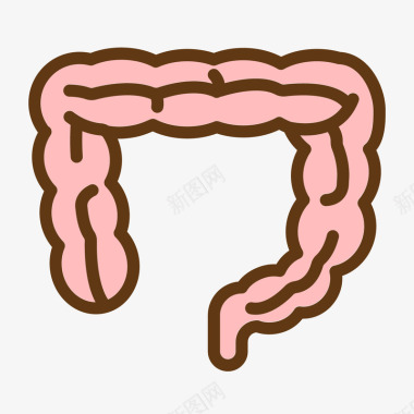 手绘动漫人物红色手绘弯曲肠子人体器官图标图标