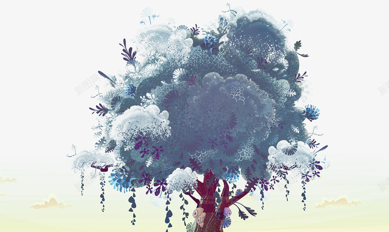 开云彩的树png免抠素材_88icon https://88icon.com 创意插画 开云彩的树图案 梦幻图案