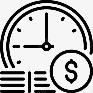 金融时钟钱图标图标